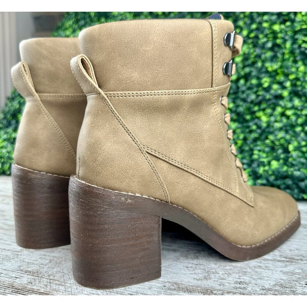 CROWN VINTAGE Hollis Boot Women’s 7M Mocha Lace Up Zip Heel Faux Leather Rugged - Picture 5 of 14